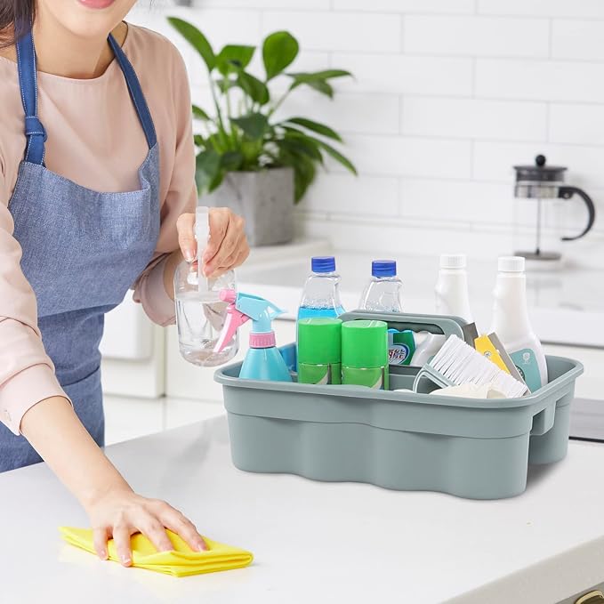 4 Packs Commercial Products Deluxe Carry Caddy, Plastic Cleaning Supplies Caddy - Image 5