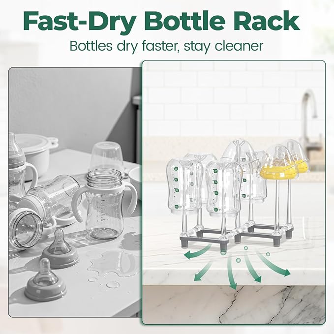EsLuker.ly Baby Bottle Drying Rack Plastic Vertical Dryer Holder, Foldable - Image 3