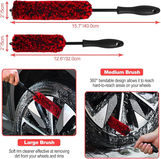 NIKCOSMK Wheel Brush, Wheel & Rim Cleaner Brush, Tire Brush, Wheel Cleaning - Image 3