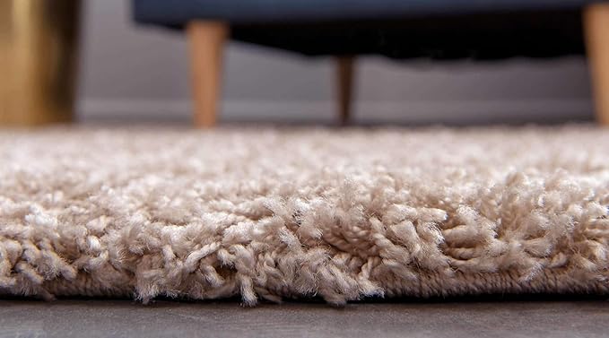 Unique Loom Solid Shag Collection Area Rug (7' 10" x 10' Rectangle, Taupe)