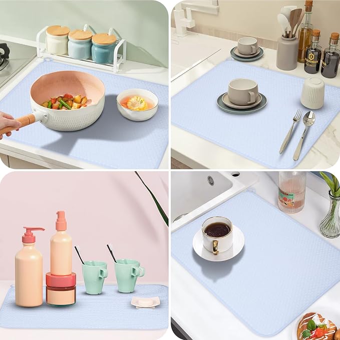 12 * 16 inch Microfiber Dish Drying Mat, Superb Absorbent Kitchen Dish Drying - Image 4