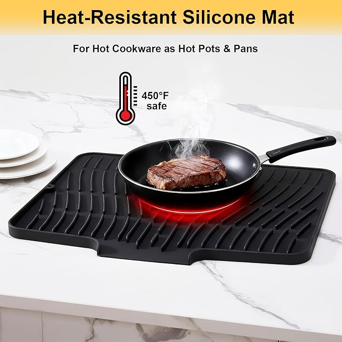 Silicone Dish Drying Mat for Kitchen Counter, Non-Slip Dish Drying Pad - Image 5