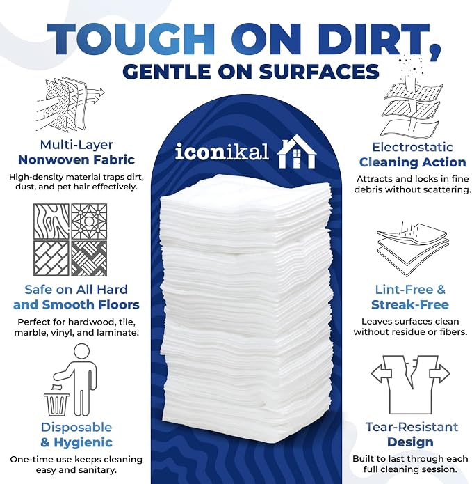 Iconikal Dry Mop Pad Refills | Fits Swiffer Dry Sweeping Cloths - Image 2