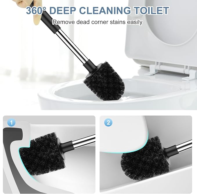 SetSail Toilet Brush and Holder 4 Pack, Self Closing Lid Toilet Bowl Brushes - Image 6