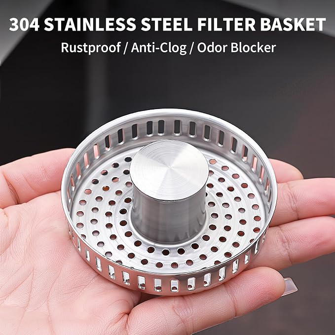 2 Pack – 3-in-1 Kitchen Sink Drain Strainer Stopper, 304 Stainless Steel Pop Up - Image 8