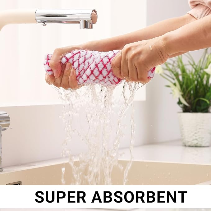 Homaxy Kitchen Towels and Dishcloths Set, 16 x 25 and 12 x 12 Inches, Super - Image 5