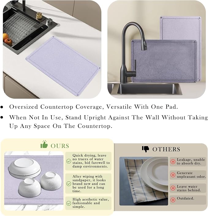 Large Diatomaceous Earth Stone Dish Drying Mats - Image 6