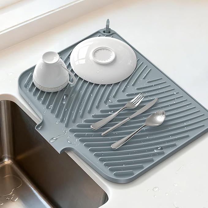 Belife Dish Drying Mat for Kitchen Counter, Silicone Dish Drainers Pad by Belife