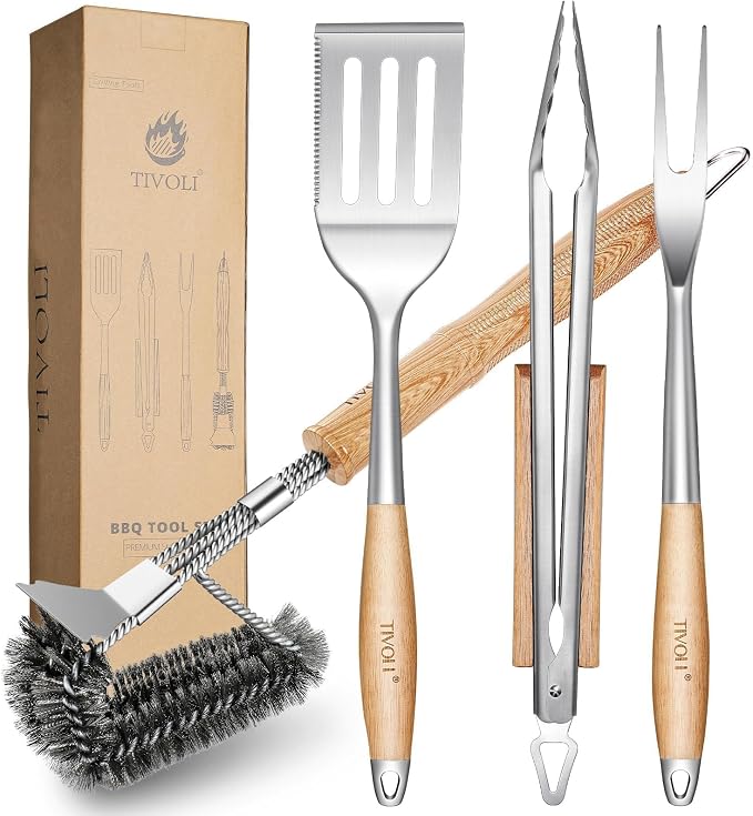 TIVOLI 4PCS Grilling Accessories, Heavy Duty BBQ Tool Set by TIVOLI