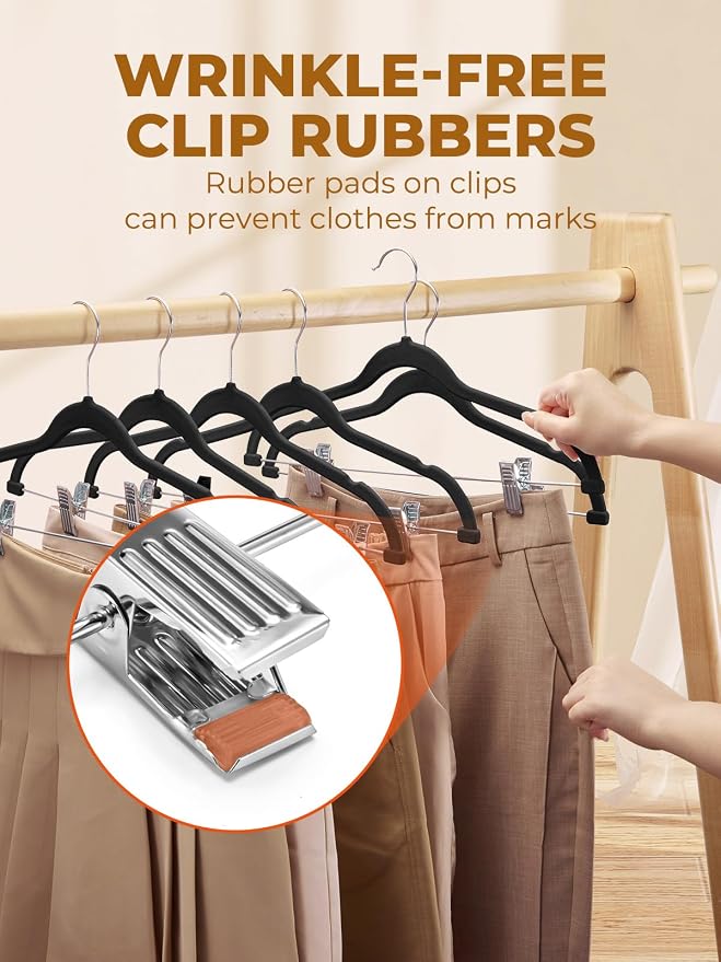 HOUSE DAY Black Velvet Skirt Hangers 48 Pack, Pant Hanger - Image 4