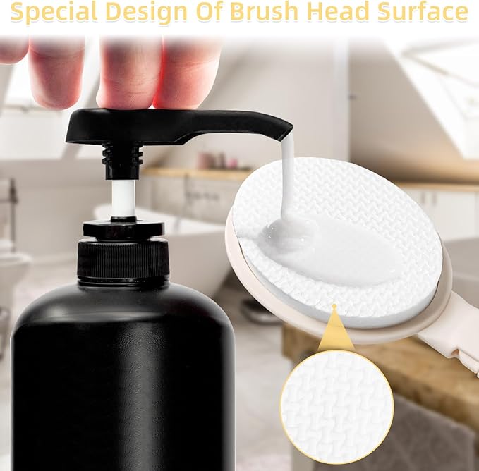 LFJ 19" Long Handle Shower Sponge Brush Set, 3 in 1 Body Brush, Bath Sponge and - Image 6