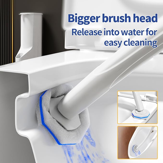 Disposable Toilet Brush Cleaning System, Two Sets of Wands and 60p Refills Pads - Image 7