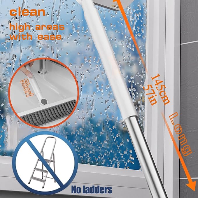 Floor Scrubbing Brush with 57" Adjustable Long Handle, 3 in 1 Living Grout - Image 3