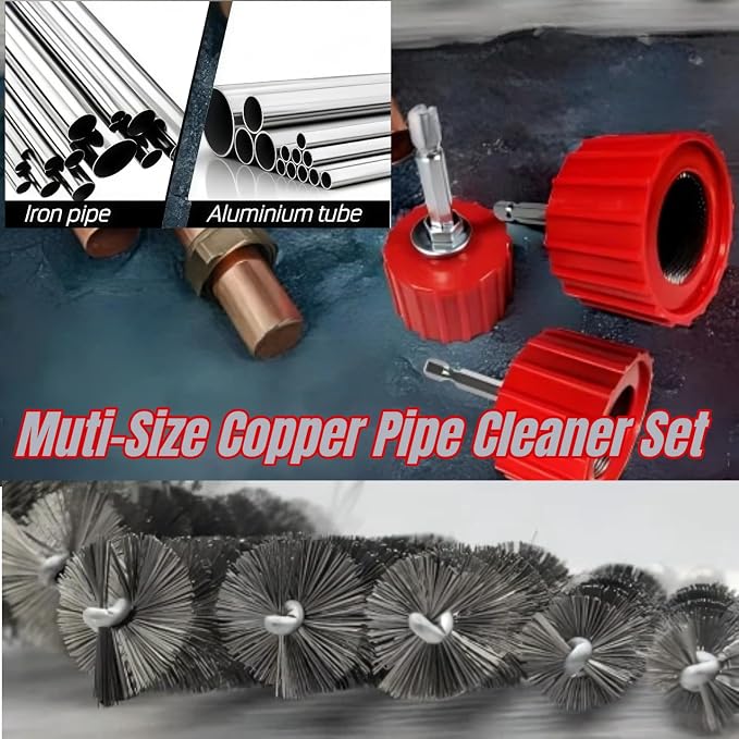 Heavy Duty Copper Pipe Cleaner & Bore Brush Kit 1/2" & 3/4" & 1" Copper Pipe - Image 3
