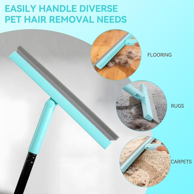 Floor Squeegee with 180° Rotating Head, with Rubber Broom - Image 3