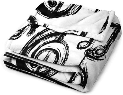 Music Blanket Black Abstract Graffiti Music Note Art Printed Soft Cozy Lightweight Throw Blanket for Kids Girls Boys Women Men Bedroom Living Room Dorm Chair Sofa Travel 40x50in