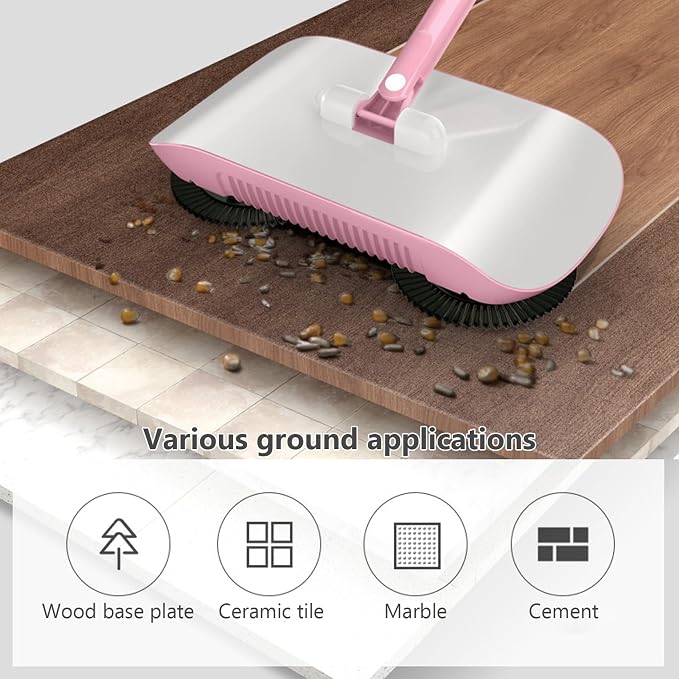 Carpet Sweeper Manual Manual Vacuum Sweeper 2 in 1 Hand Push 180 Degree - Image 7