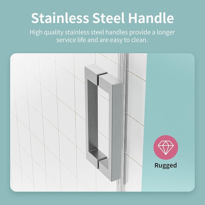 56-60" W x 76" H Frameless Soft-Close Sliding Shower Door, 3/8" SGCC Tempered - Image 9