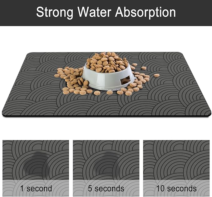 Dog Food Mat for Floors, Absorbent and Quick-Drying Pet Cat Food Mat,Anti-Fouling and Easy-to-Clean Pet Feeding Mat,Dog Bowl Mats for Messy Drinking Water Bowls.16x24inch Boho Style