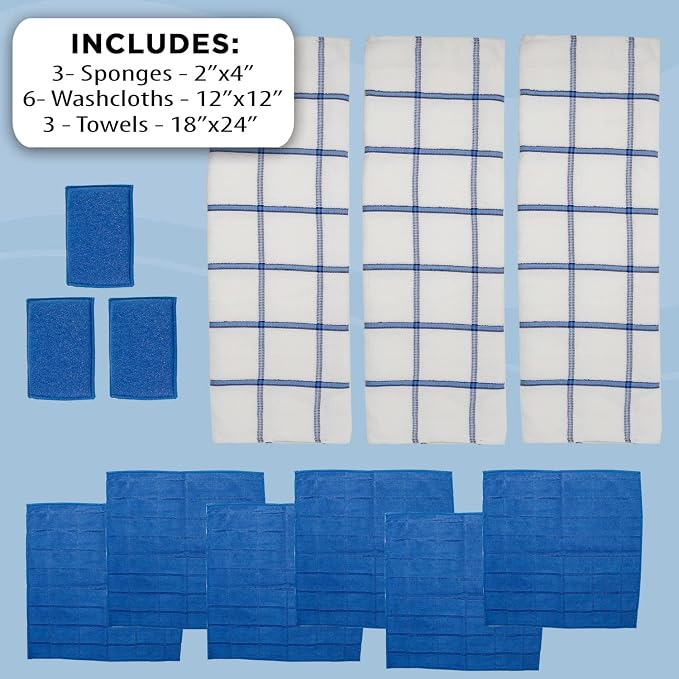 Don Aslett's 12 Piece Microfiber Kitchen Set | 6 Multi-Purpose Wash Cloths - Image 3