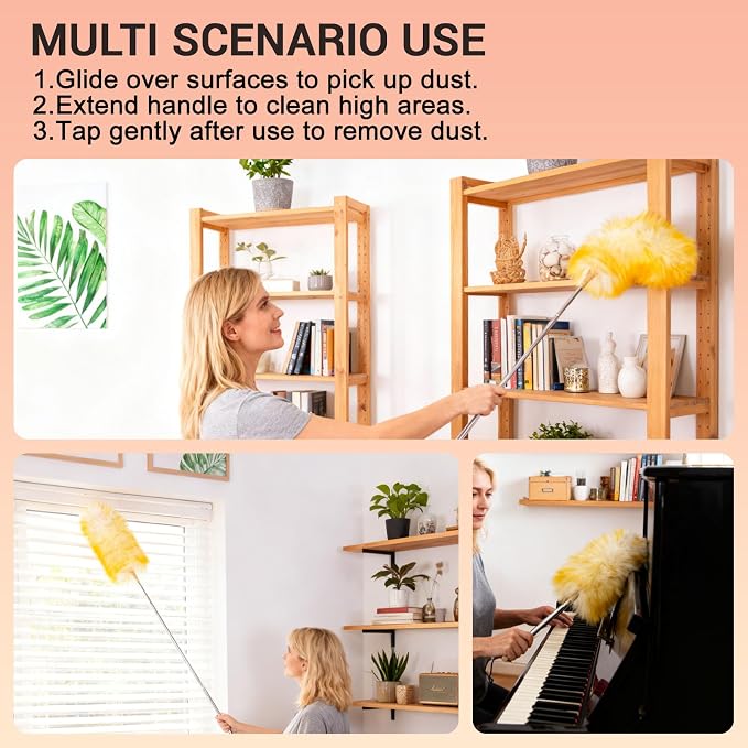 Cedenoo Lambswool Duster Extendable 22–55 Inch Natural Wool Duster - Image 7