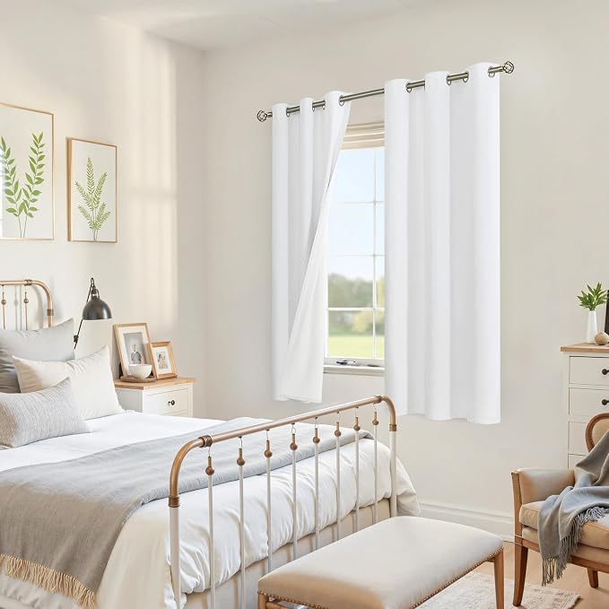 YoungsTex White Linen 100% Blackout Curtains - Image 4