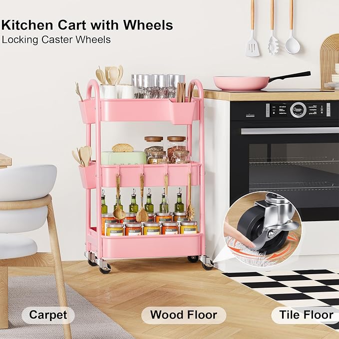 3 Tier Rolling Storage Cart Metal - Image 8