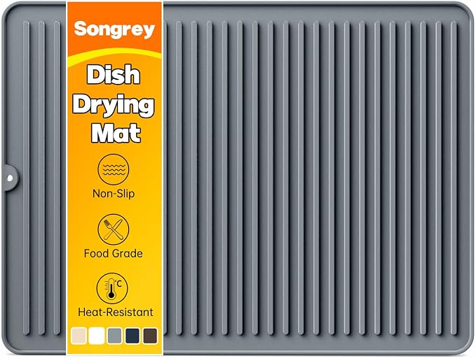 Songrey 24" x 18" Silicone Dish Drying Mat, Kitchen Counter Drying Pad by Unknown