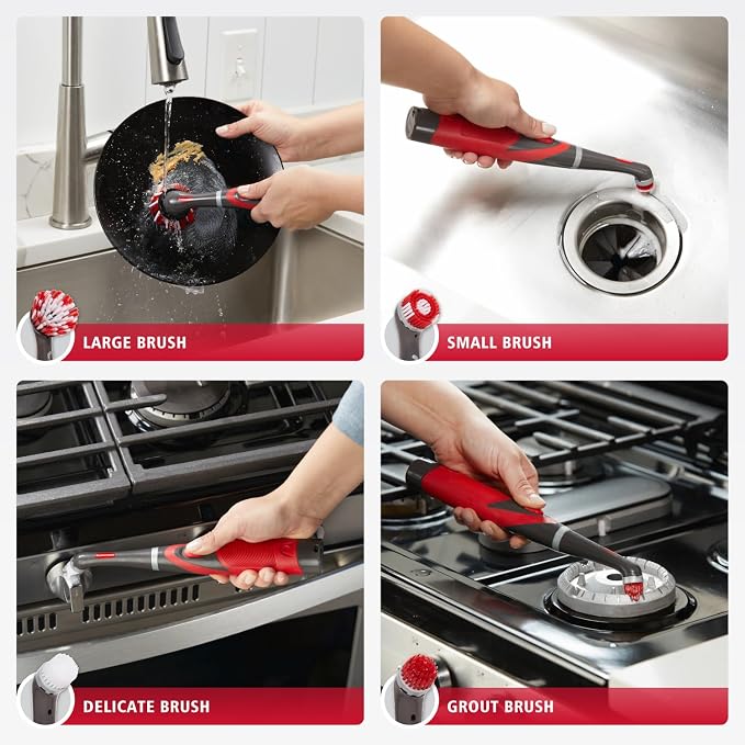 Rubbermaid Reveal Power Scrubber 18-Piece Kit, Cordless Electric Battery - Image 7