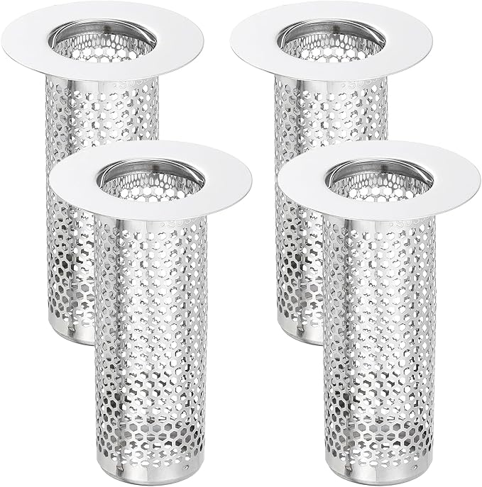 uxcell 4 Pack Shower Drain Strainer, 3.2" x 2" 304 Stainless Steel Floor Drain by uxcell