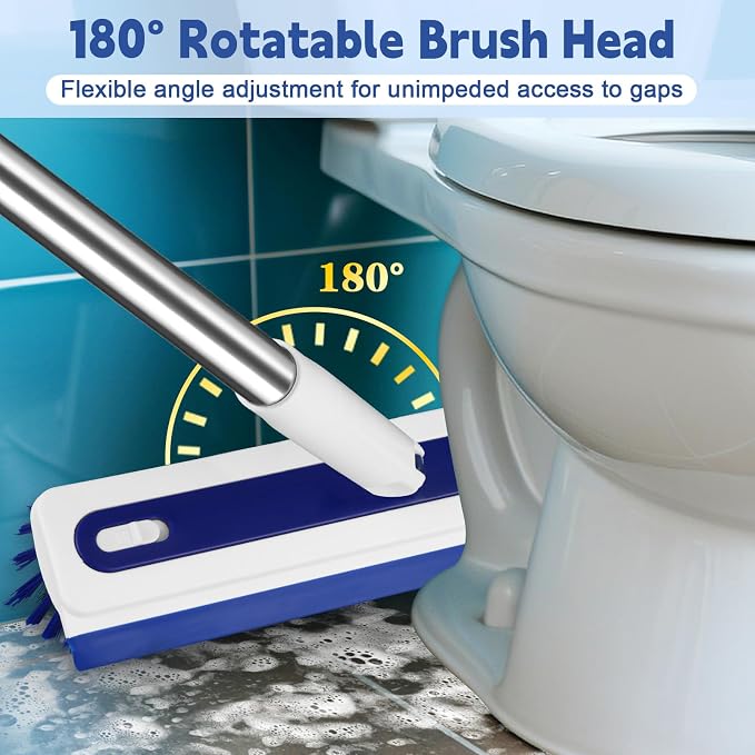 4-in-1 Floor Scrub Brush with Long Handle V-Shaped Crevice Brush Floor Scrubber - Image 7