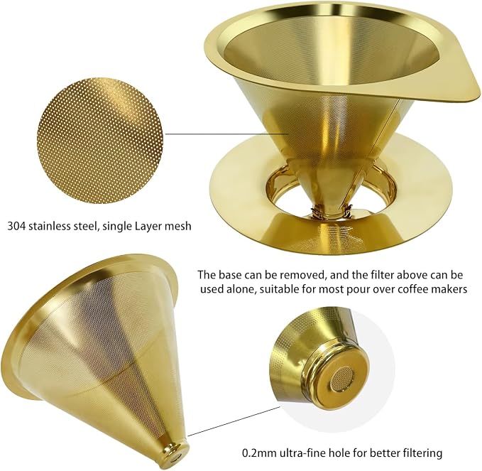 LHS Pour Over Coffee Dripper Reusable Coffee Filter Paperless Coffee Filter - Image 2