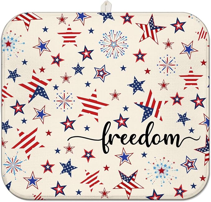 4th of July Dish Drying Mat for Kitchen Counter, Independence Day Stars by Unknown