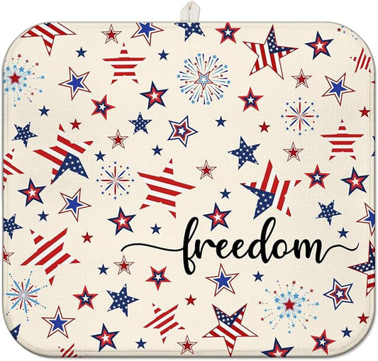 4th of July Dish Drying Mat for Kitchen Counter, Independence Day Stars by Unknown