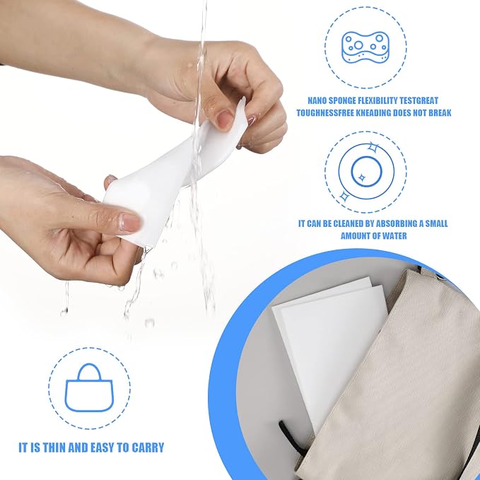Sawysine 100 Pack Eraser Sheets Sponge Disposable Thin Cleaning Melamine Sheets - Image 6