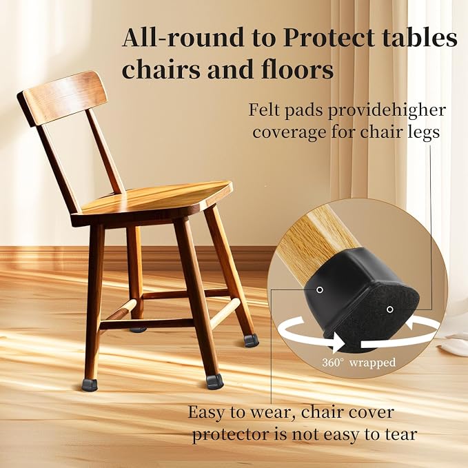 Square Chair Leg Floor Protectors Large 24Pcs, Silicone Chair Leg Protectors - Image 4