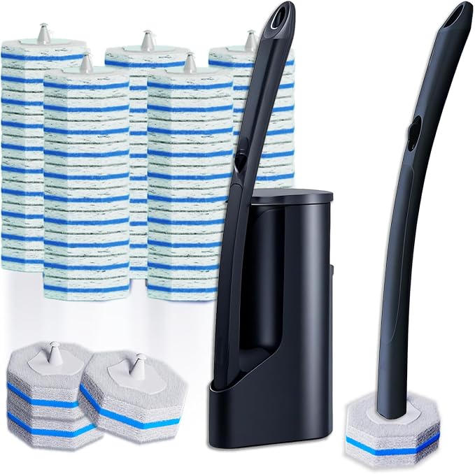 Disposable Toilet Brush with 50 Wand Cleaner Refills Pads，Wall Mounted Toilet by Home