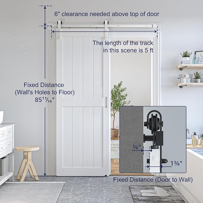 SmartStandard 30 x 84 inch White Sliding MDF Barn Door - Image 3