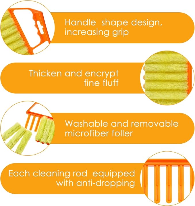Geiserailie 2 Pcs Window Venetian Blind Cleaner Duster Tool Washable 7 Fingers - Image 3