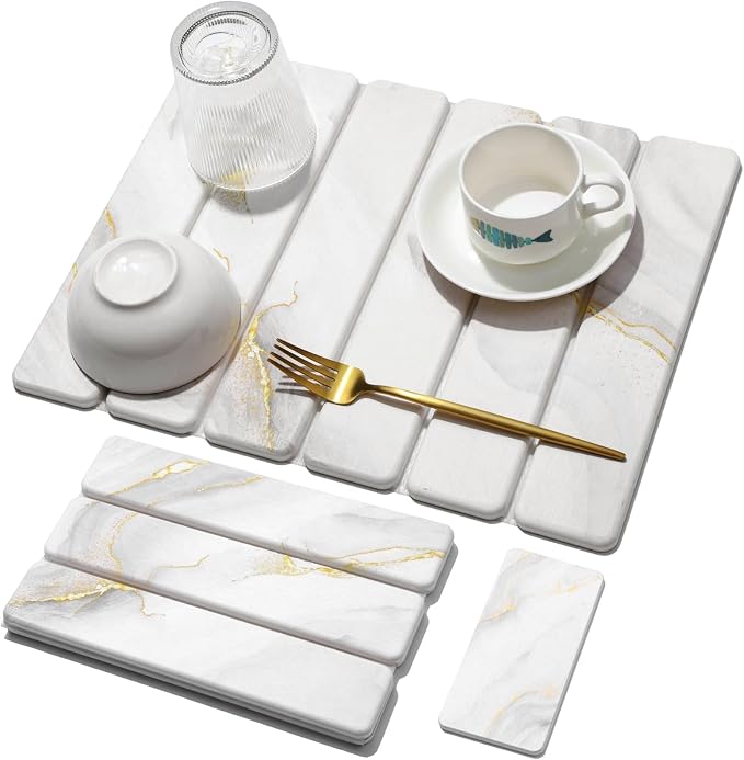2 PCS Stone Dish Drying Mat for Kitchen Counter, Quick Dry Stone Dishes Mats by Unknown