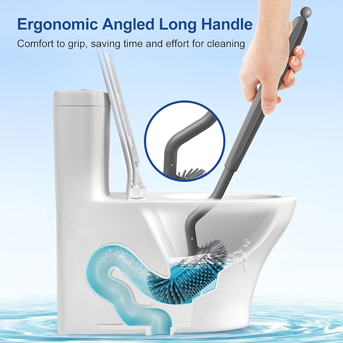 HAMITOR Toilet Bowl Brush Holder Set: Deep Cleaning Silicone Toilet Cleaner - Image 7