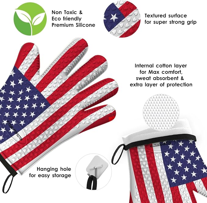 KITCHEN PERFECTION Silicone Smoker Oven Gloves -Extreme Heat Resistant BBQ - Image 4