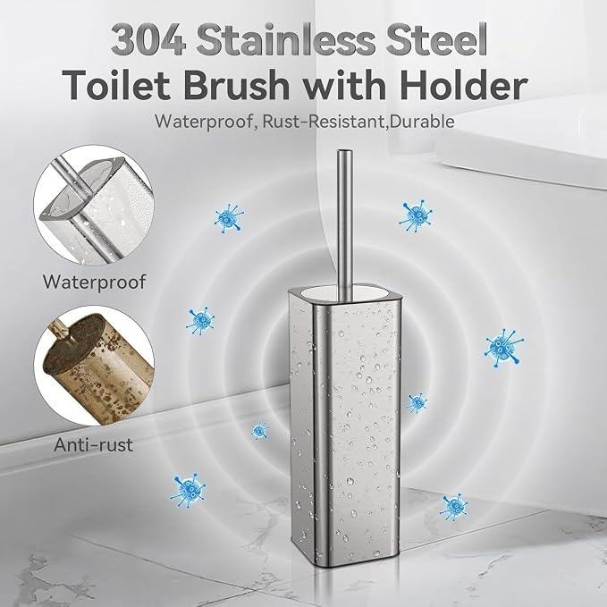 DOWRY Stainless Steel Toilet Bowl Brush and Holder - Image 7