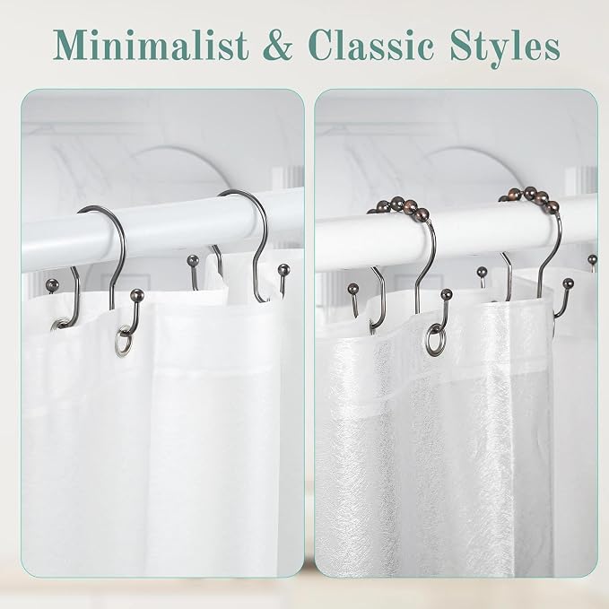 Goowin Shower Curtain Hooks, Stainless Steel Shower Curtain Hangers, Metal - Image 7