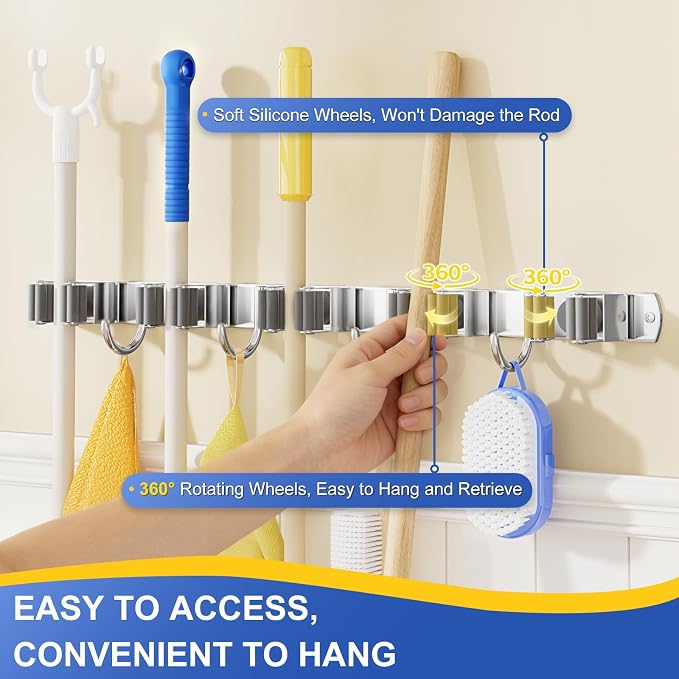 Mop Broom Holder Wall Mount Mop and Broom Holder - Image 5