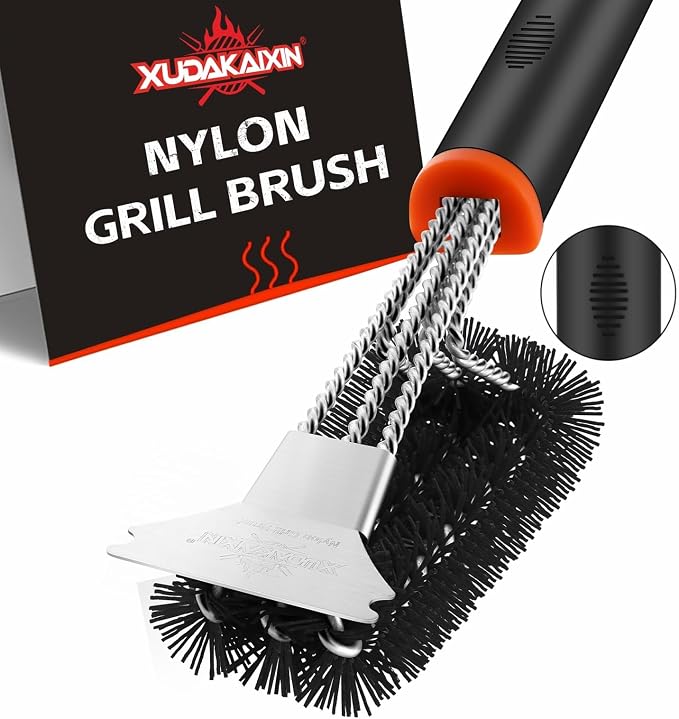 Grill Brush and Scraper, Safe Nylon Bristles Barbecue Triple Scrubbers Cleaning by XUDAKAIXIN