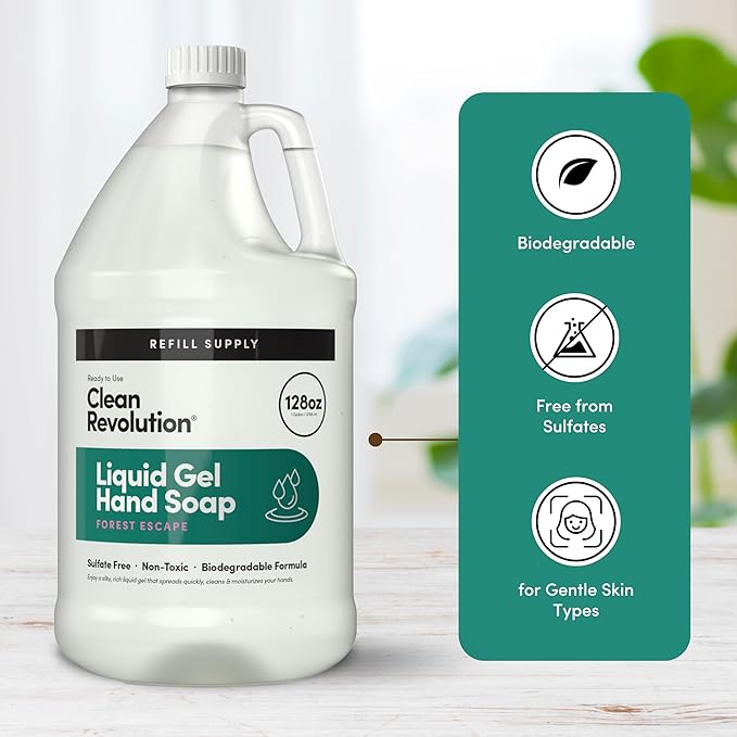 Clean Revolution Liquid Gel Hand Soap, Silky Rich Liquid, Quick Lather - Image 4