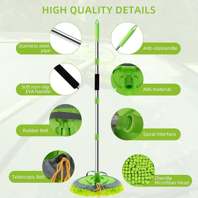 62" Car Wash Brush Kit Mitt Mop Sponge - Image 6
