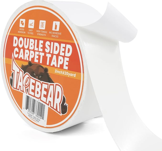 TAPEBEAR Double Sided Carpet Tape 2Inch x 20Yards, Heavy Duty Rug Tape by TAPEBEAR