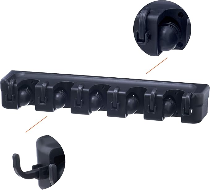 Superio Mop and Broom Holder 2 Pack Wall Mount Black Cleaning Tools Wall - Image 3